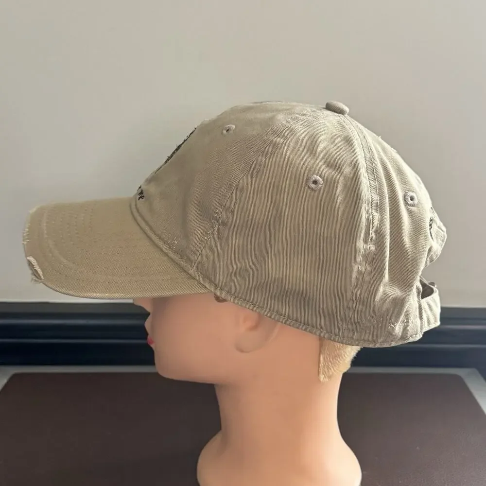 Fish Fear Me Bass Pro Shops Hat Distressed Fishing Cap Tan Adjustable